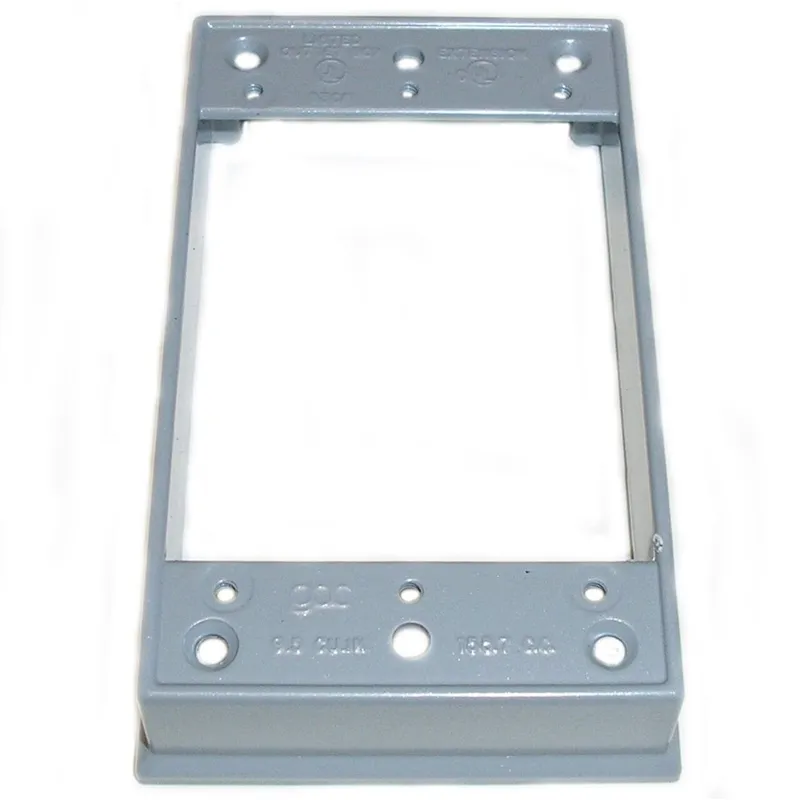 Weatherproof Box Extension, 1 Gang, 1" Deep, Aluminum, Gray