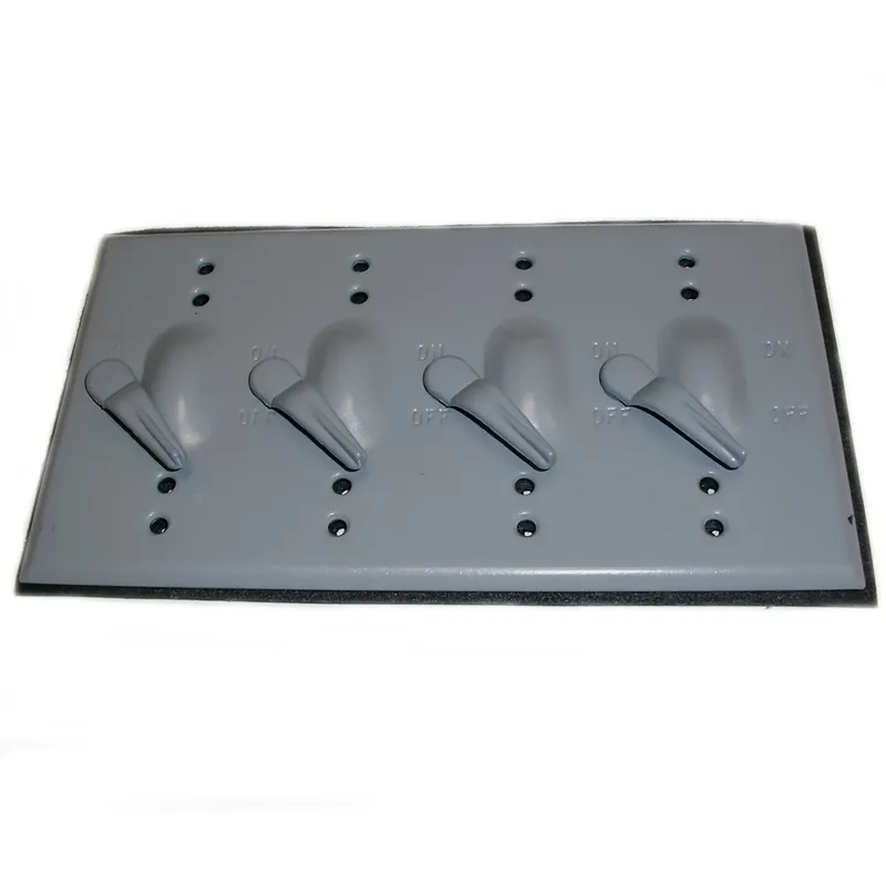 Weatherproof Cover, 4 Gang, Toggle Type, Aluminum, Gray