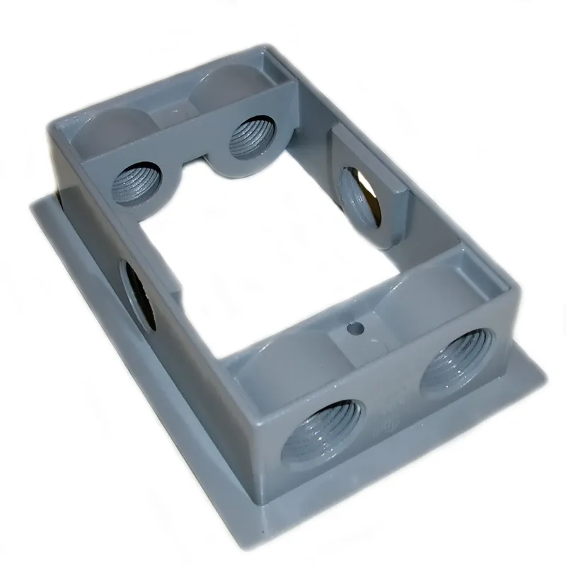 Weatherproof Box Extension, 1 Gang, (6) 1/2" Outlets, 1" Deep, Flange Type, Aluminum
