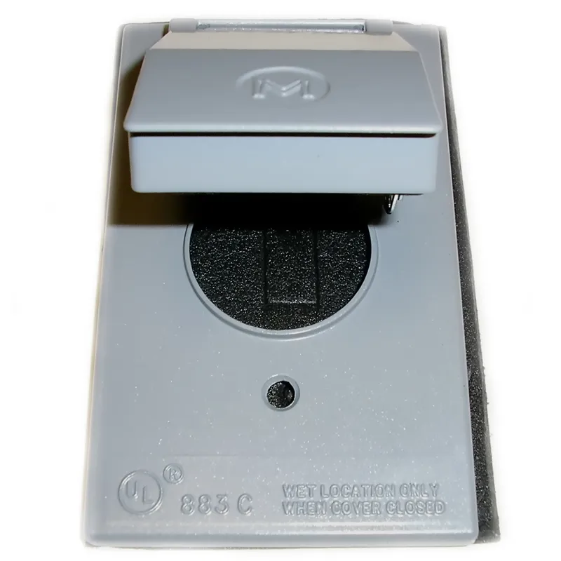 Weatherproof Cover, 1 Gang, Single Receptacle Type, Vertical Mount, Zinc Die Cast, Gray