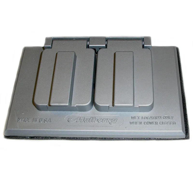 Weatherproof Cover, 1 Gang, Duplex Type, Horizontal Mount, Zinc Die Cast, Gray