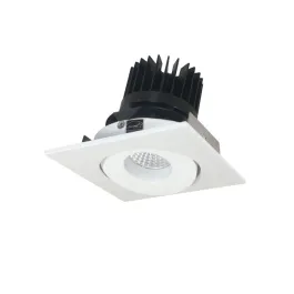 Nora Lighting 4" Iolite LED Downlight - Square Gimbal - 1500 / 2000 / 2500 Lumens - 2700K - Matte Powder White