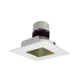 Nora Lighting 4" Pearl LED Retrofit Downlight - Square Deep Regressed - 850 Lumens - Dim to Warm - Champagne / Matte Powder White