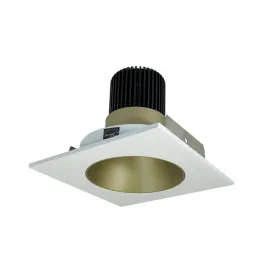 Nora Lighting 4" Iolite LED Downlight - Square Deep Reflector w/ Round Aperture - 800 Lumens - Comfort Dim - Champagne Haze / Matte Powder White