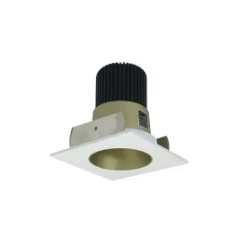 Nora Lighting 2" Iolite LED Downlight - Square Reflector with Round Aperture - 800 Lumens - Comfort Dim - Champagne Haze / Matte Powder White