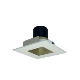 Nora Lighting 4" Iolite LED Downlight - Square w/ Square Aperture - 800 Lumens - Comfort Dim - Champagne Haze / Matte Powder White