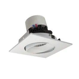 Nora Lighting 4" Pearl LED Retrofit Downlight - Square Adjustable Cone - 950 Lumens - Dim to Warm - Matte Powder White