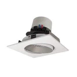 Nora Lighting 4" Pearl LED Retrofit Downlight - Square Adjustable Cone - 950 Lumens - Dim to Warm - Haze / Matte Powder White