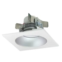 Nora Lighting 4" 12W Cobalt Square LED Retrofit Downlight - Dimmable - 2700K - 750 Lumens - 120V - White Trim / Silver Round Reflector