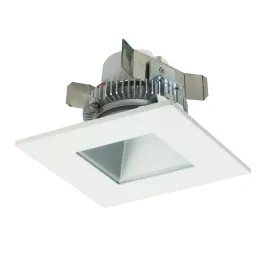 Nora Lighting 4" 12W Cobalt Square LED Retrofit Downlight - Dimmable - 2700K - 750 Lumens - 120V - White Trim / Silver Reflector