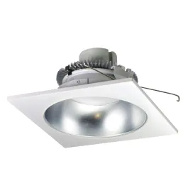 Nora Lighting 6" 12W Cobalt Square LED Retrofit Downlight - 3500K - 1,000 Lumens - 120V - White Trim / Chrome Reflector