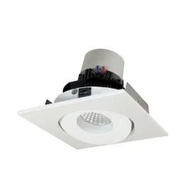 Nora Lighting 4" Pearl LED Retrofit Downlight - Square Gimbal - 800 Lumens - Dim to Warm - Matte Powder White