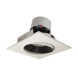 Nora Lighting 4" Pearl LED Retrofit Downlight - Square Adjustable Cone - 950 Lumens - Dim to Warm - Black / White