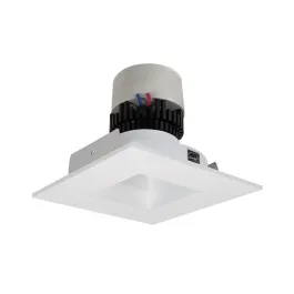 Nora Lighting 4" Pearl LED Retrofit Downlight - Square Deep Regressed - 850 Lumens - Dim to Warm - Matte Powder White