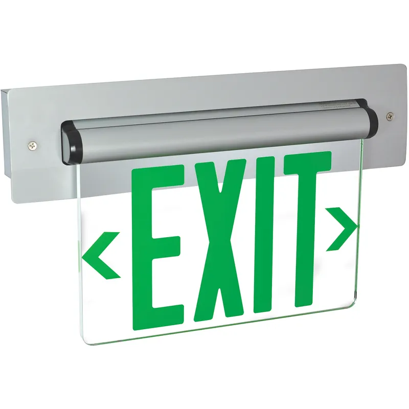 Architectural 1 Light Green Letters and Aluminum Housing Exit / Emergency Ceiling Light in Single-Faced, Green / Clear / Aluminum