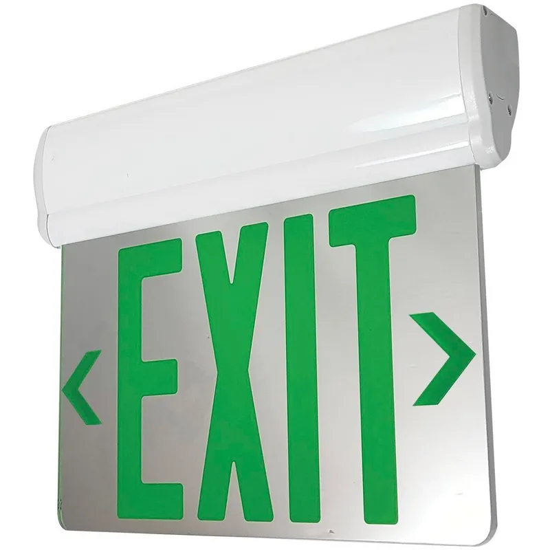 Architectural 1 Light White Exit / Emergency Ceiling Light in Single-Faced, Green / Mirror / White