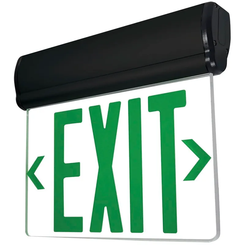 Architectural 1 Light Black Exit / Emergency Ceiling Light in Single-Faced, Green / Clear / Black
