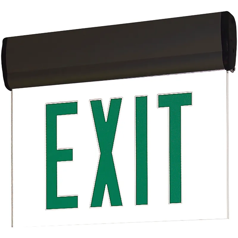 Architectural 1 Light Black Exit / Emergency Ceiling Light in Single-Faced, Green / Mirror / Black