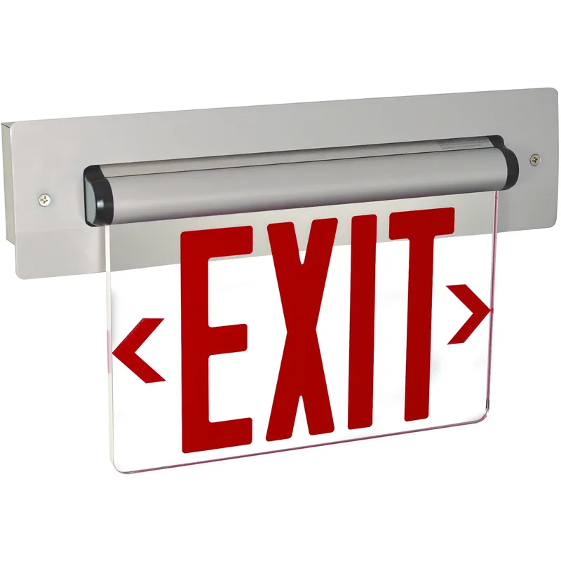 Architectural 1 Light Red Letters and Aluminum Housing Exit / Emergency Ceiling Light in Single-Faced, Red / Clear / Aluminum