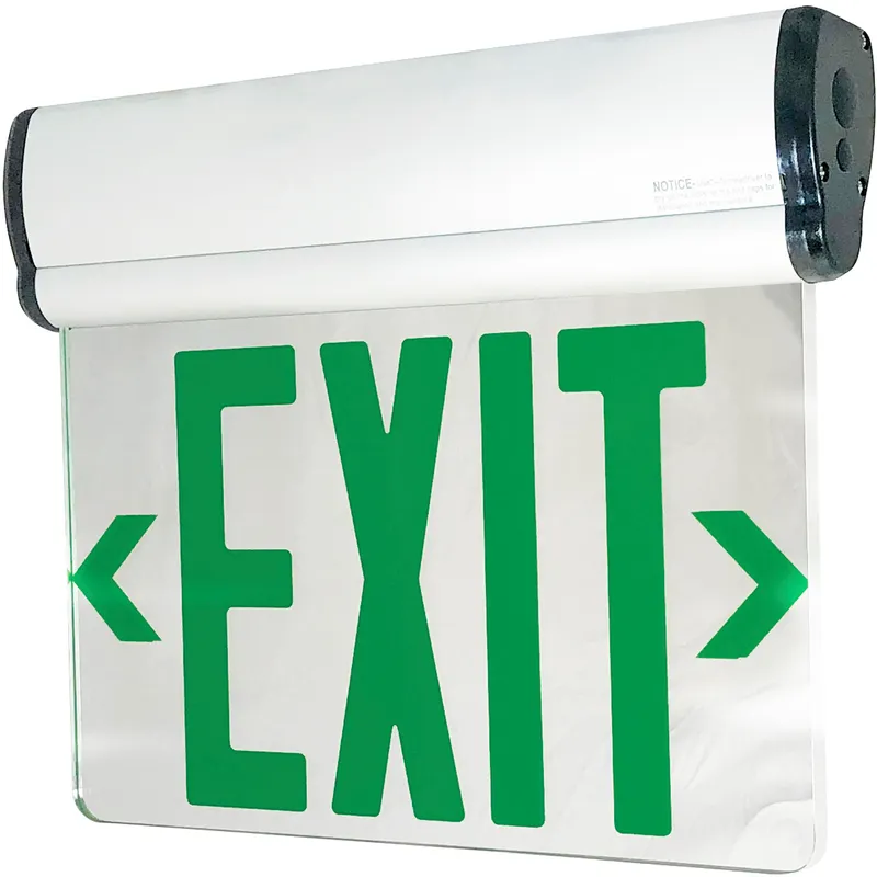 Architectural 1 Light White Exit / Emergency Ceiling Light in Double-Faced, Green / Mirror / White