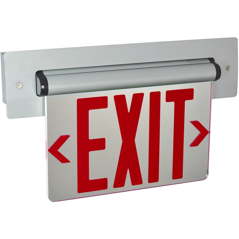 Architectural 1 Light Red Letters and Aluminum Housing Exit / Emergency Ceiling Light in Single-Faced, Red / Mirror / Aluminum
