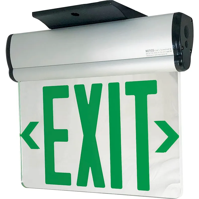 Architectural 1 Light Aluminum Exit / Emergency Ceiling Light in Single-Faced, Green / Mirror / Aluminum
