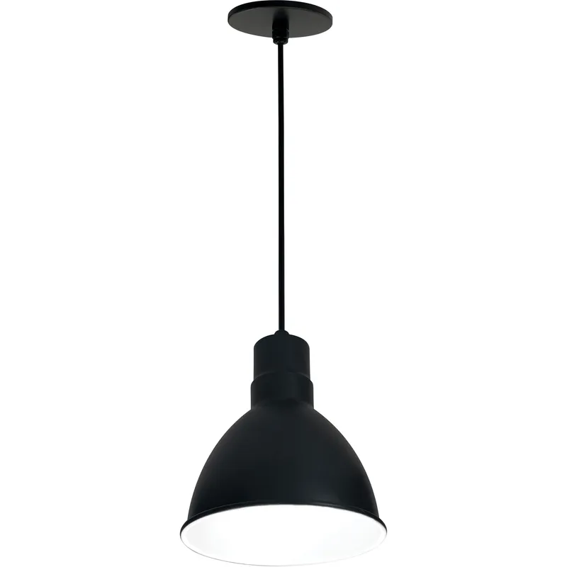 RLM Shade 1 Light 9 inch Black and White Pendant Ceiling Light