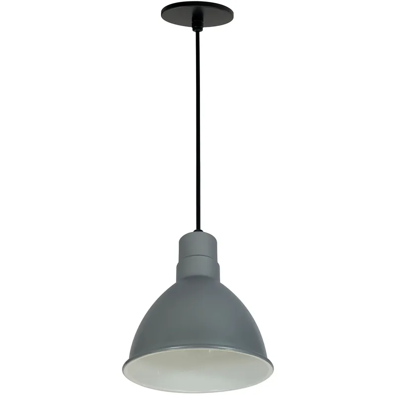 RLM Shade 1 Light 9 inch Gun Metal and White Pendant Ceiling Light