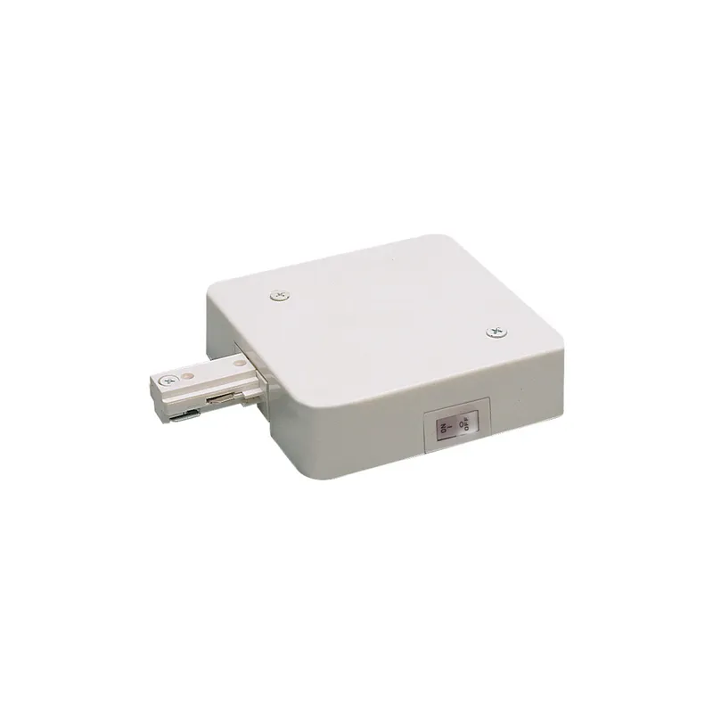 2-circuit 1 Light White Live End Feed Ceiling Light, with Circuit Breaker