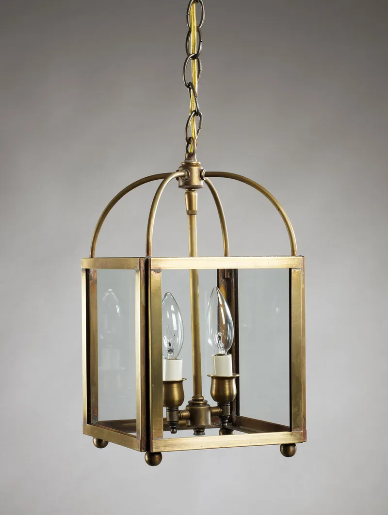 Foyer 2 Light 7.75 inch Antique Brass Chandelier Ceiling Light in Seedy Marine Glass