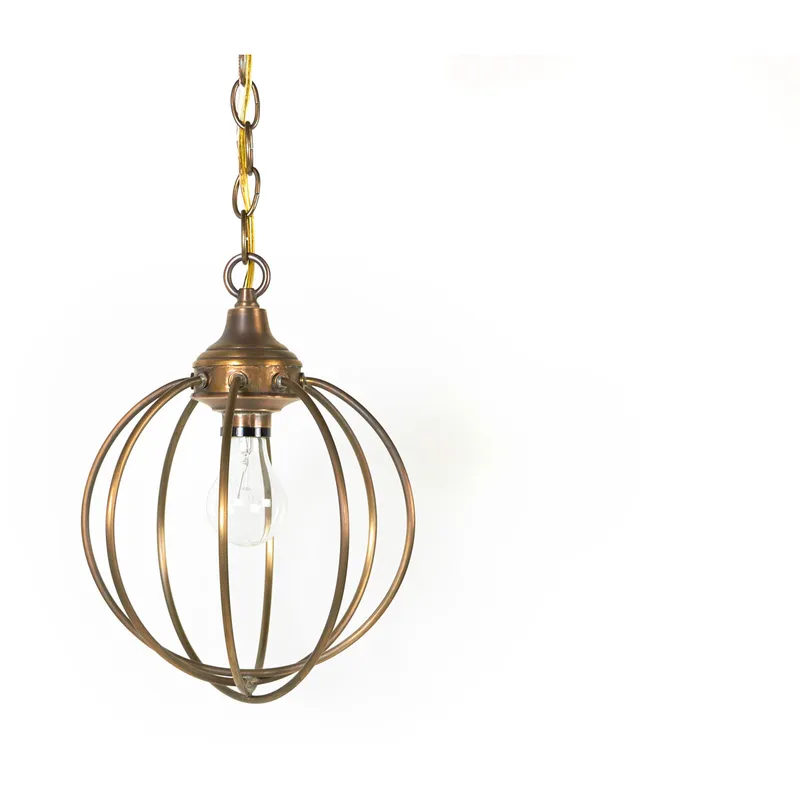Orb 1 Light 9.75 inch Antique Brass Chandelier Ceiling Light, Small