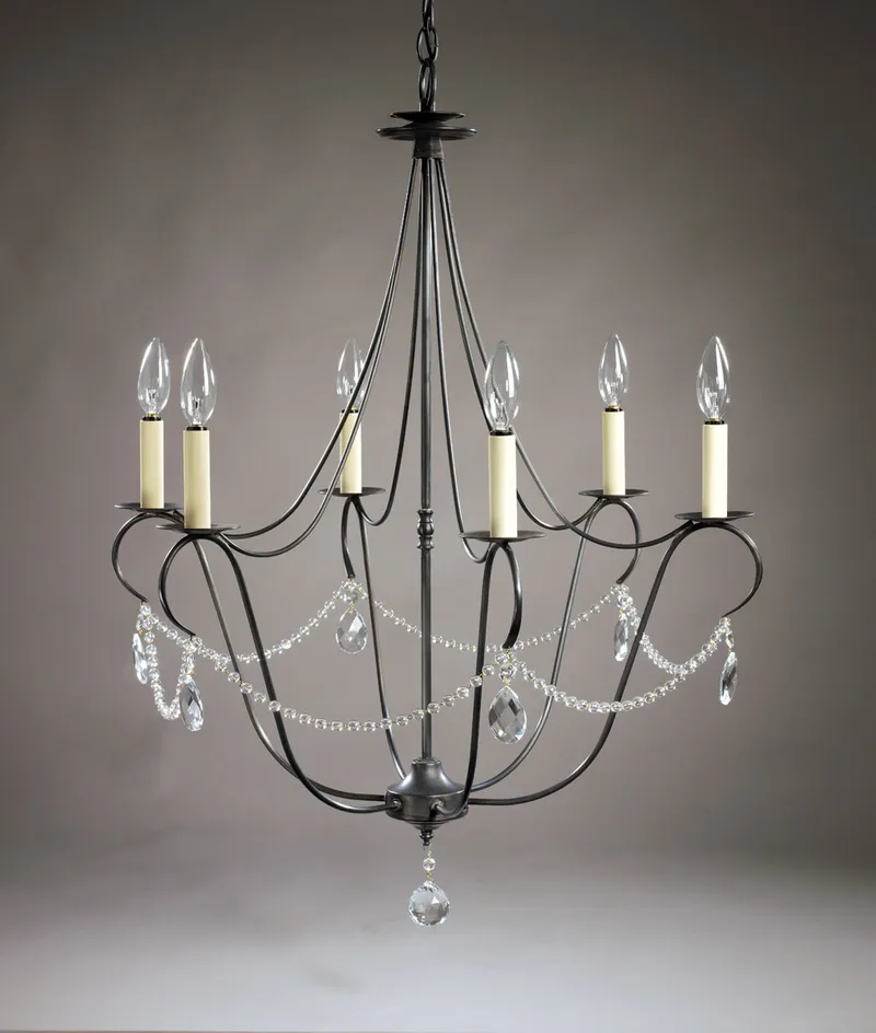 Hunter 6 Light 25 inch Dark Antique Brass Chandelier Ceiling Light in With Crystal
