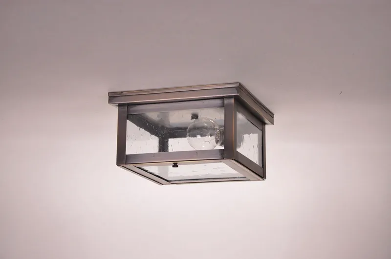 Hunter 1 Light 9 inch Dark Brass Flush Mount Ceiling Light in Clear Seedy Glass