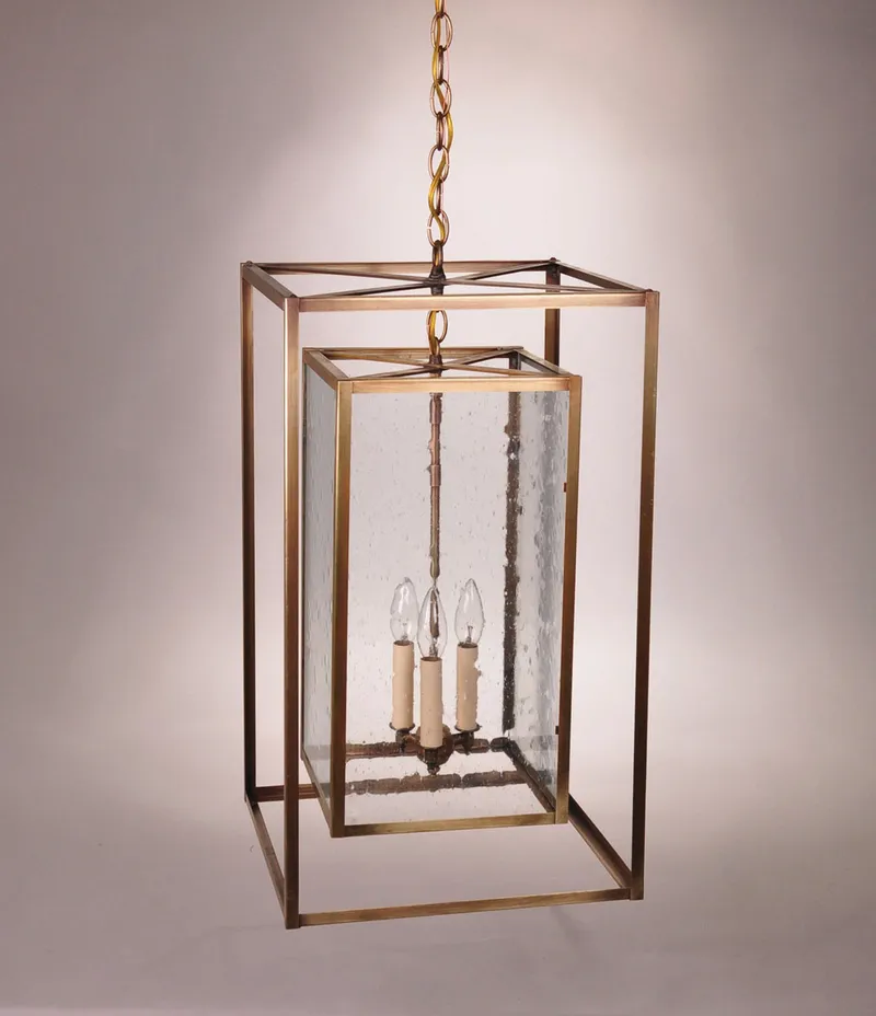Foyer 3 Light 14 inch Dark Brass Pendant Ceiling Light in Clear Seedy Glass