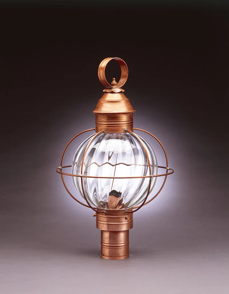Round Onion 3 Light 24 inch Dark Antique Brass Post Lamp in Optic Glass, Three 60W Candelabra