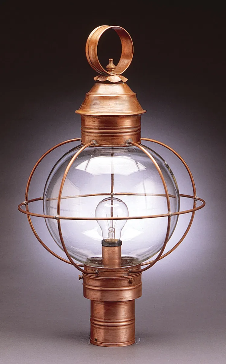 Round Onion 3 Light 24 inch Dark Brass Post Lamp in Clear Seedy Glass, Three 60W Candelabra