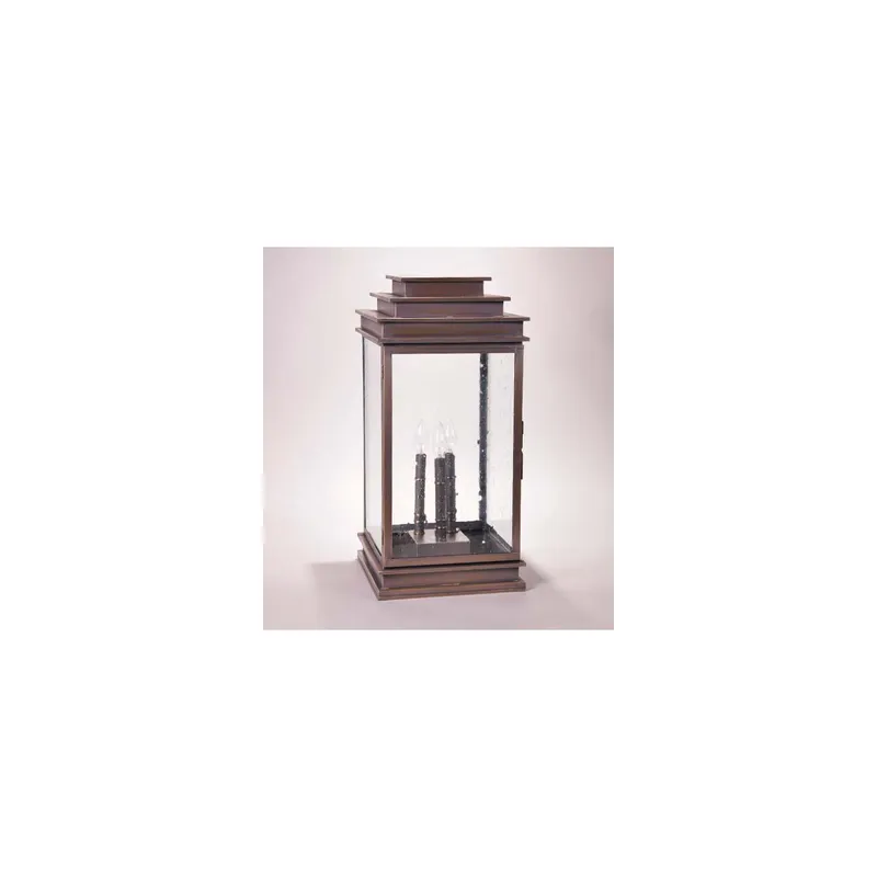 Empire 3 Light 24.5 inch Antique Brass Pier Lamp in Clear Seedy Glass