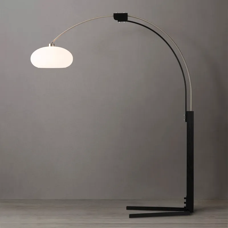 Morelli 85 inch 9 watt Satin Nickel and Black Arc Floor Lamp Portable Light