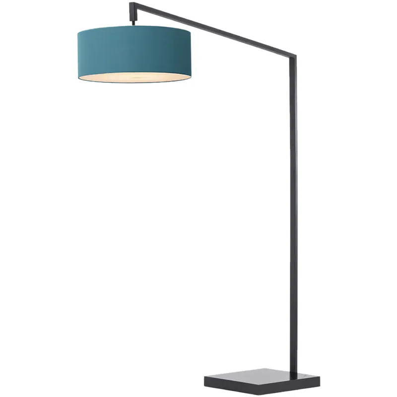 Stretch 75 inch 9 watt Black Arc Floor Lamp Portable Light in Turquoise Linen