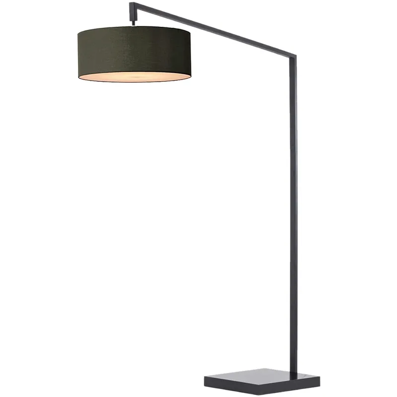 Stretch 75 inch 9 watt Black Arc Floor Lamp Portable Light in Black Linen