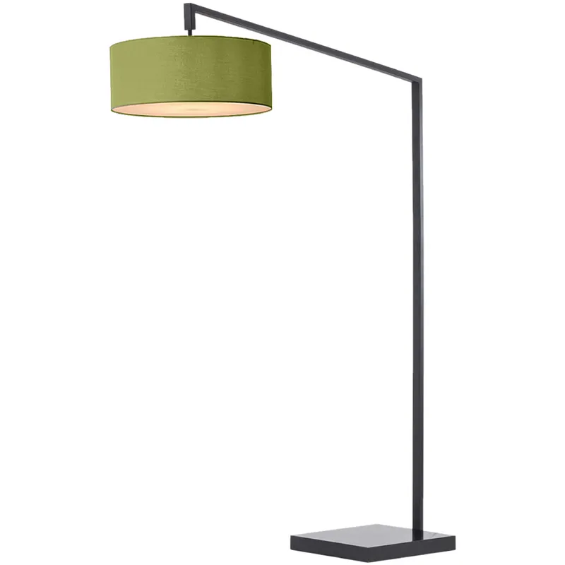 Stretch 75 inch 9 watt Black Arc Floor Lamp Portable Light in Avocado Linen