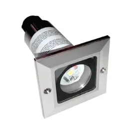 NSL 3W Square LED Disc Light - Clear Lens - 5500K - 98 Lumens - 12V - Stainless Steel