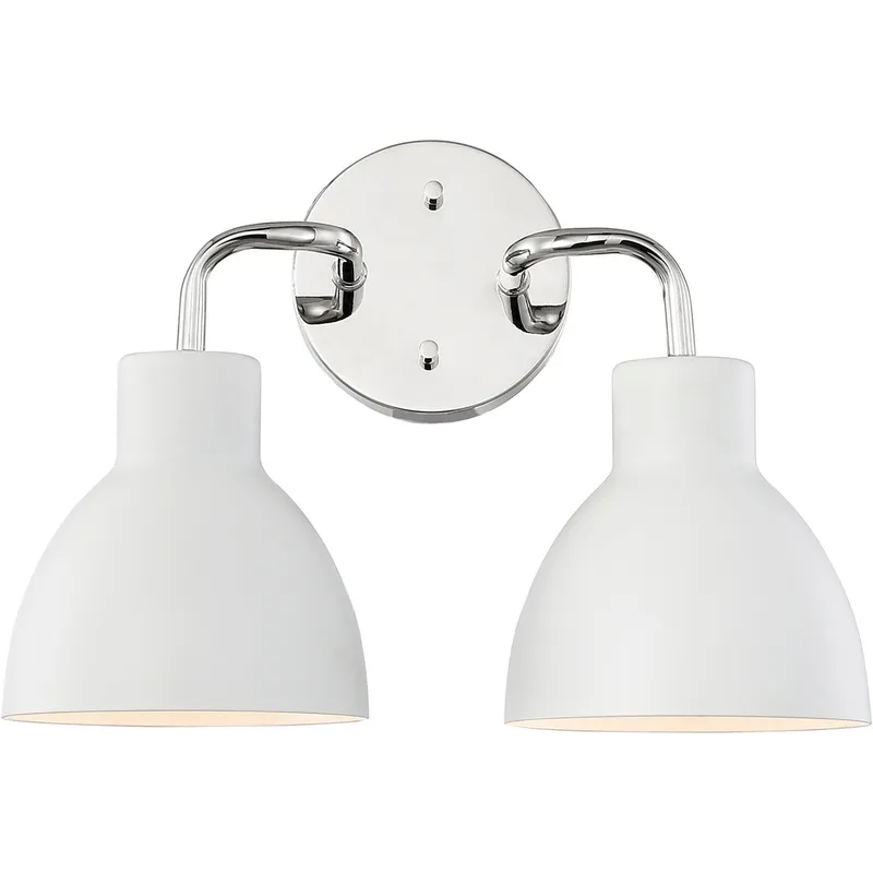 Sloan 2 Light 14 inch Polished Nickel and White Vanity Light Wall Light