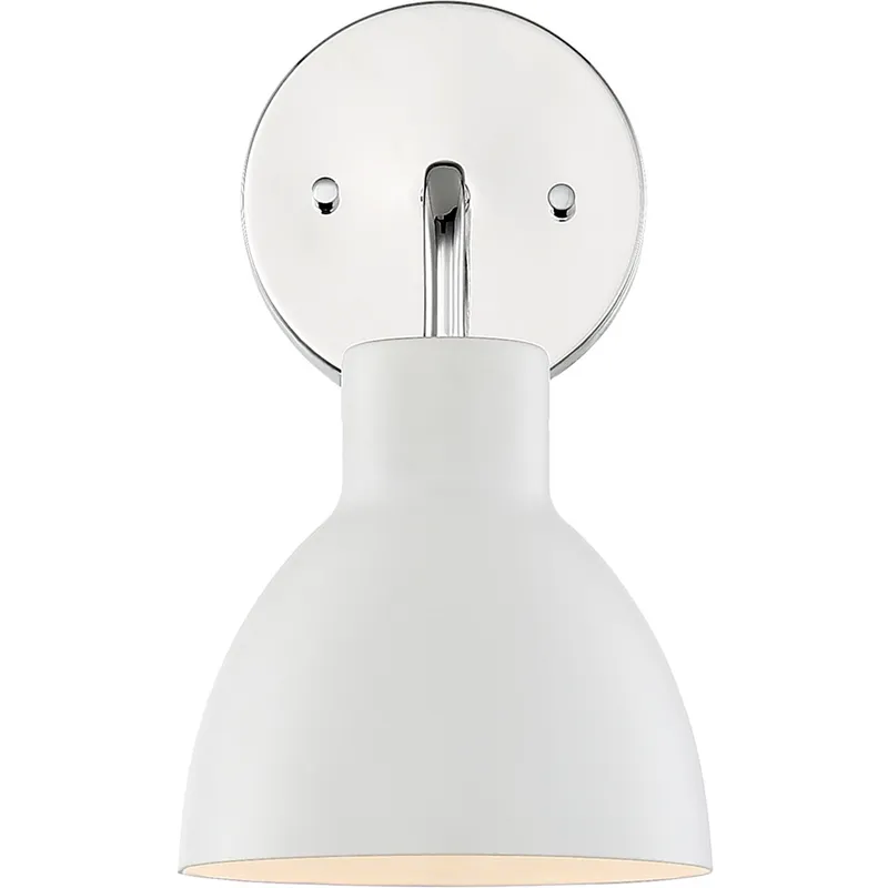 Sloan 1 Light 6 inch Polished Nickel and White Vanity Light Wall Light
