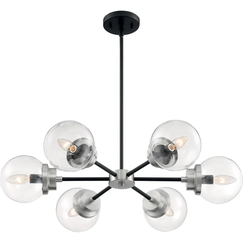 Axis 6 Light 29.63 inch Matte Black and Brushed Nickel Accents Chandelier Ceiling Light