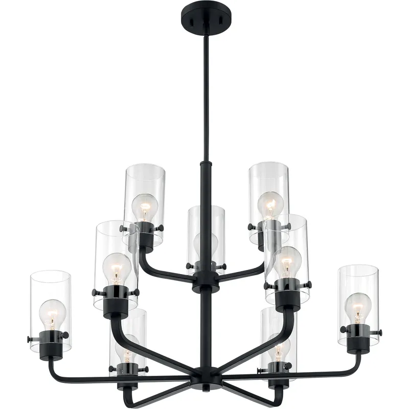 Sommerset 9 Light 30 inch Matte Black Chandelier Ceiling Light