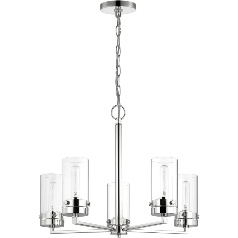 Intersection 5 Light 24 inch Polished Nickel Chandelier Ceiling Light