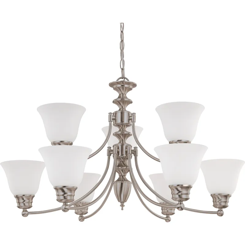 Empire 9 Light 32 inch Brushed Nickel Chandelier Ceiling Light
