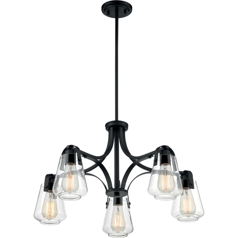 Skybridge 5 Light 27 inch Matte Black Chandelier Ceiling Light