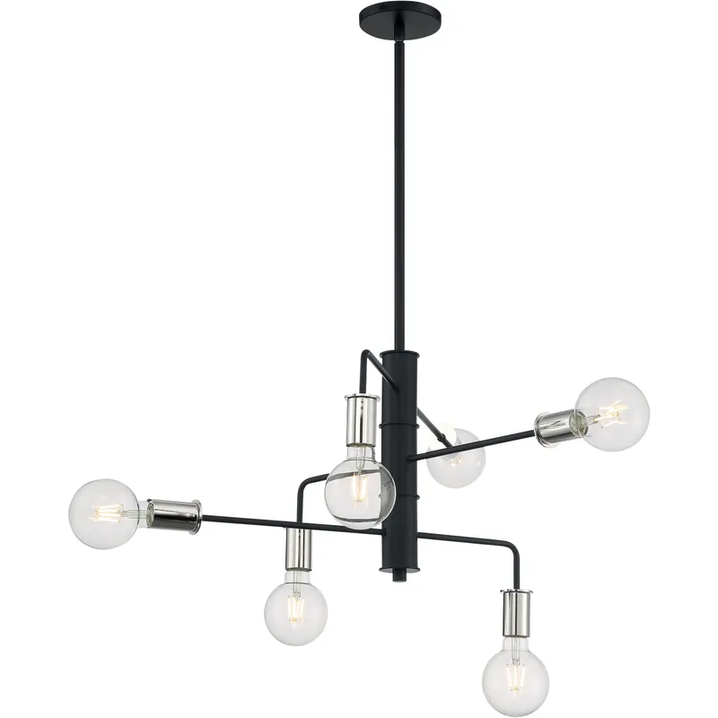 Ryder 9 Light 25.25 inch Black and Polished Nickel Chandelier Ceiling Light